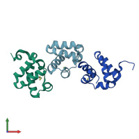 PDB entry 1pk3 coloured by chain, front view.