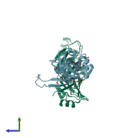 PDB entry 1pkh coloured by chain, side view.