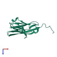 PDB entry 1pko coloured by chain, top view.
