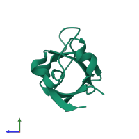PDB entry 1pks coloured by chain, side view.