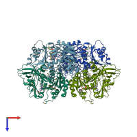 PDB entry 1pl6 coloured by chain, top view.