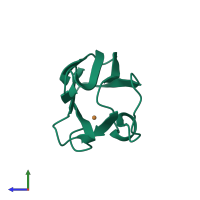 PDB entry 1plb coloured by chain, side view.