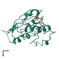 PDB entry 1plk coloured by chain, top view.