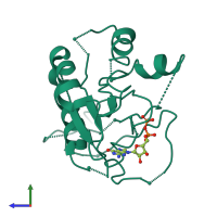 PDB entry 1pll coloured by chain, side view.