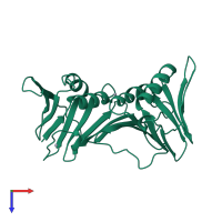 PDB entry 1plq coloured by chain, top view.