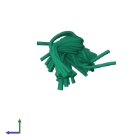 PDB entry 1plw coloured by chain, ensemble of 80 models, side view.