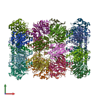 PDB entry 1pma coloured by chain, front view.