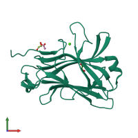 PDB entry 1pmj coloured by chain, front view.