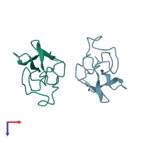 PDB entry 1pmk coloured by chain, top view.