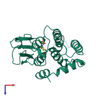 PDB entry 1pmt coloured by chain, top view.