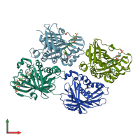 PDB entry 1pn4 coloured by chain, front view.