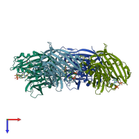 PDB entry 1pn4 coloured by chain, top view.