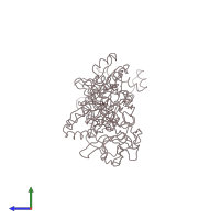 PDB entry 1pn6 coloured by chain, side view.