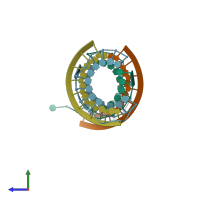 PDB entry 1pnn coloured by chain, side view.