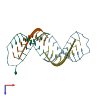 PDB entry 1pnn coloured by chain, top view.