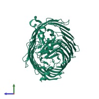 PDB entry 1pnz coloured by chain, side view.