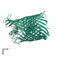 PDB entry 1po0 coloured by chain, top view.