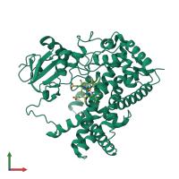 PDB entry 1po5 coloured by chain, front view.