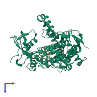 PDB entry 1po5 coloured by chain, top view.