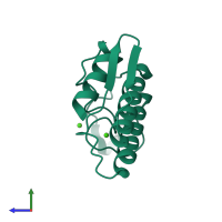 PDB entry 1poa coloured by chain, side view.