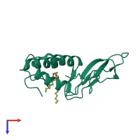 PDB entry 1poc coloured by chain, top view.