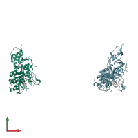 PDB entry 1pok coloured by chain, front view.