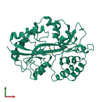 PDB entry 1pot coloured by chain, front view.