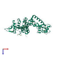 PDB entry 1pp1 coloured by chain, top view.