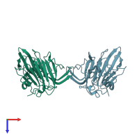 PDB entry 1pp3 coloured by chain, top view.