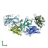 PDB entry 1pp6 coloured by chain, front view.