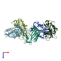 PDB entry 1pp6 coloured by chain, top view.