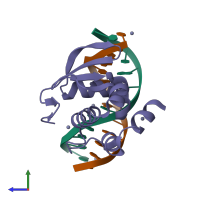 PDB entry 1pp7 coloured by chain, side view.