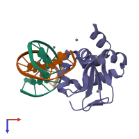 PDB entry 1pp7 coloured by chain, top view.