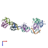 PDB entry 1pp8 coloured by chain, top view.