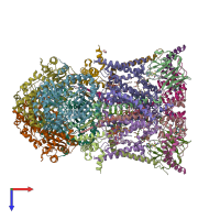 PDB entry 1pp9 coloured by chain, top view.