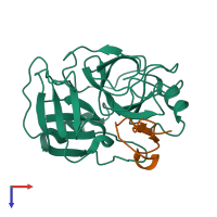 Hetero dimeric assembly 1 of PDB entry 1ppe coloured by chemically distinct molecules, top view.