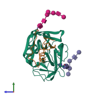 PDB entry 1ppf coloured by chain, side view.