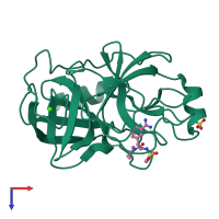 PDB entry 1pph coloured by chain, top view.
