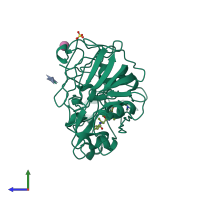 PDB entry 1ppk coloured by chain, side view.