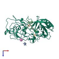 PDB entry 1ppm coloured by chain, top view.