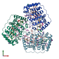PDB entry 1ppr coloured by chain, front view.