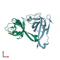 PDB entry 1ppy coloured by chain, front view.