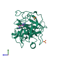 PDB entry 1pq7 coloured by chain, side view.