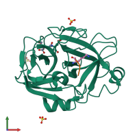 PDB entry 1pq8 coloured by chain, front view.