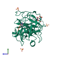 PDB entry 1pq8 coloured by chain, side view.