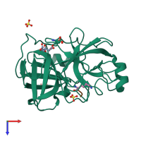 PDB entry 1pq8 coloured by chain, top view.