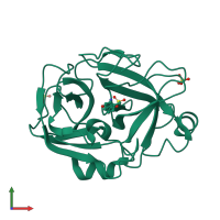 PDB entry 1pqa coloured by chain, front view.