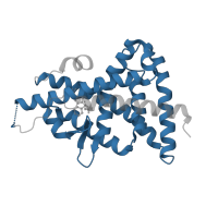 The deposited structure of PDB entry 1pqc contains 4 copies of Pfam domain PF00104 (Ligand-binding domain of nuclear hormone receptor) in Oxysterols receptor LXR-beta. Showing 1 copy in chain B.