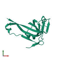 PDB entry 1pqe coloured by chain, front view.