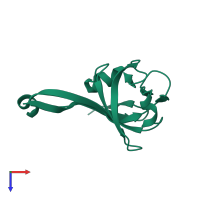PDB entry 1pqe coloured by chain, top view.